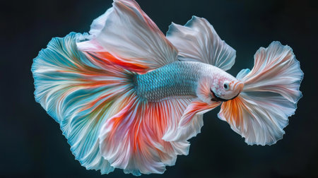A stunning betta fish showcasing vibrant colors and flowing fins. This image captures the grace and beauty of underwater life, perfect for nature lovers.の素材