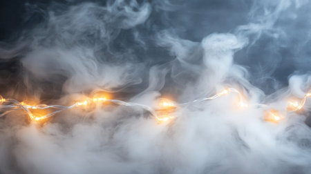 A soft, dreamy haze envelops glowing lights, creating an ethereal ambiance perfect for romantic or festive themes, evoking a sense of serenity and beauty.の素材