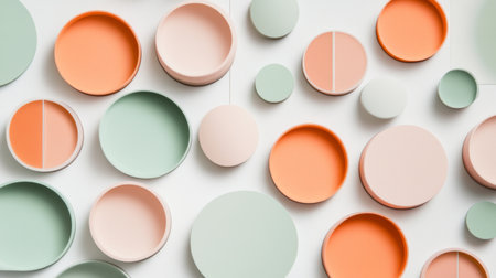 Discover a serene composition of minimalist pastel shapes arranged elegantly on a smooth surface, perfect for modern design and aesthetic inspiration.の素材