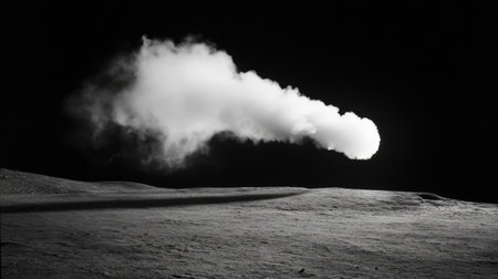 A captivating wispy smoke cloud hovers over a dark surface, creating an ethereal and surreal atmosphere. Ideal for artistic and mysterious themes.の素材