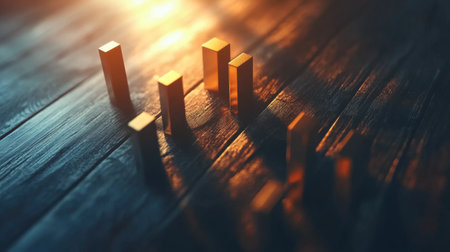 This abstract image features light and shadow play on a wooden surface, creating a warm and inviting atmosphere. Ideal for modern design themes.の素材