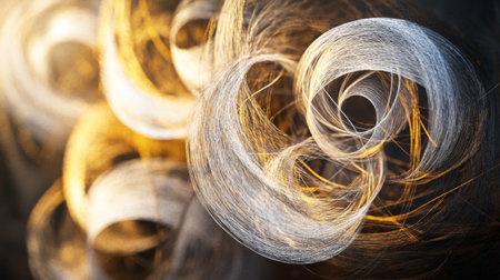 Explore this captivating abstract image featuring swirling light and texture. The dynamic flow creates a visually stunning artwork that evokes energy and creativity.の素材