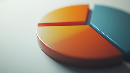 A vibrant pie chart featuring orange and blue segments, ideal for business presentations, reports, or any analytical visual needs in a modern design.の素材