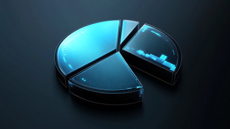 A modern digital pie chart with clear data visualization elements, ideal for presentations and reports in business and analytics contexts, showcasing statistical insights.の素材