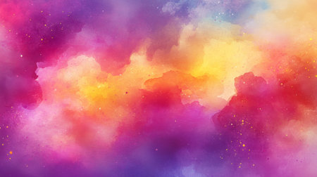 A vibrant abstract watercolor background featuring a beautiful blend of colors flowing seamlessly. Ideal for artistic projects, designs, or as a creative backdrop.の素材