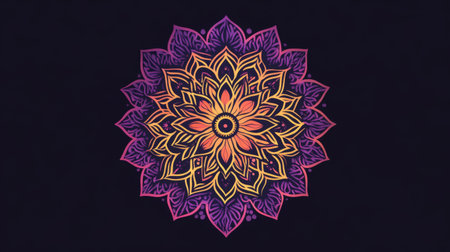 An intricate mandala design featuring vibrant gradient colors, perfect for meditation, decoration, or artistic projects. Ideal for creative backgrounds.の素材