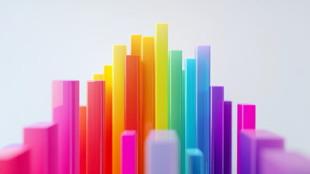 Vibrant abstract vertical bars showcase a stunning gradient of colors, perfect for illustrating concepts of creativity, technology, and data visualization.の素材