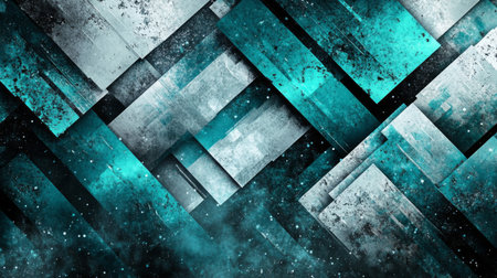 A captivating abstract image showcasing layered rectangles in turquoise and gray, perfect for modern design projects or artistic backgrounds.の素材