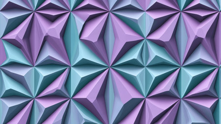 A stunning abstract image featuring a 3D geometric pattern of pyramids in purple and turquoise hues, ideal for use in modern design, wallpapers, or artistic projects.の素材