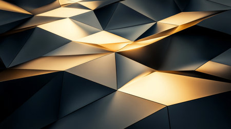 This image showcases a modern abstract geometric pattern featuring shaded triangles and smooth light reflections, perfect for various design and artistic applications.の素材