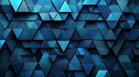 This vibrant abstract background features a striking arrangement of blue triangular shapes and textures, perfect for modern design purposes and creative projects.の素材