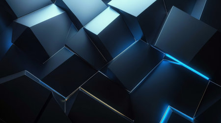 This stunning abstract 3D image showcases illuminated cubes with sleek surfaces, perfect for technology, design, and digital art applications, creating a modern aesthetic.の素材
