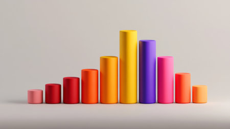 Vibrant cylindrical bar graph showcasing data distribution in an engaging manner, perfect for presentations, educational materials, and statistical representations.の素材