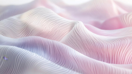 Soft pink and white fabric creating gentle waves and smooth patterns. Ideal for backgrounds, design projects, or artistic displays highlighting texture and elegance.の素材