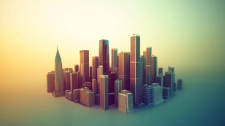 A breathtaking city skyline captured at sunset, showcasing modern architecture and vibrant colors that create an enchanting urban atmosphere.の素材