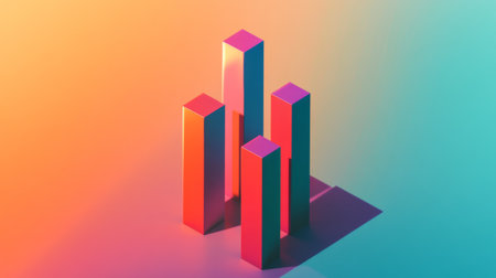 A striking abstract image featuring colorful vertical bars against a vibrant gradient background that captures creativity and modern design trends in the digital art space.の素材