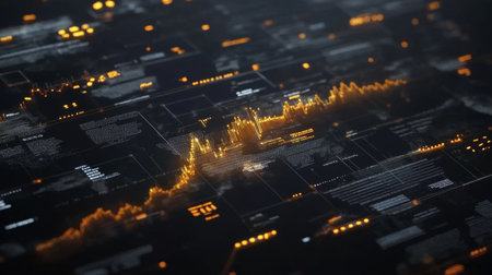 A captivating abstract digital visualization showcasing dynamic graphics and glowing elements that represent evolving statistics and technology-related trends.の素材