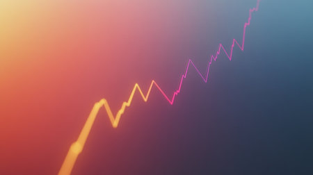 This image features an abstract representation of data trends using colorful lines on a soft gradient background, ideal for business and financial applications.の素材