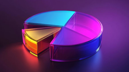 A stunning 3D pie chart featuring vibrant colors and smooth layers, perfect for modern digital projects, presentations, or creative visuals that require an artistic touch.の素材
