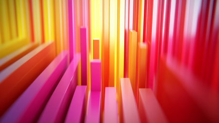 This colorful abstract image features vibrant vertical stripes in shades of pink, yellow, and orange, creating a striking visual effect perfect for various creative projects.の素材