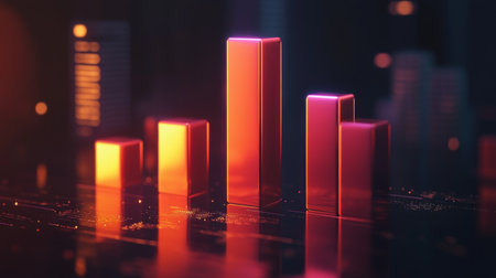 A captivating abstract financial chart design featuring glowing elements. Ideal for representing business statistics, growth trends, and analytics in modern visual presentations.の素材