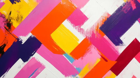This vibrant abstract background features dynamic brush strokes in various colors, creating an energetic and modern art piece ideal for creative projects.の素材