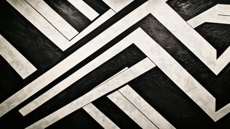 An abstract composition featuring black and white geometric lines creating a striking visual impact. Perfect for modern design and artistic projects.の素材