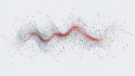 This captivating abstract image features dynamic motion lines interspersed with dots and particles, creating a sense of energy and fluidity. The interplay of colors enhances the visual experience.の素材