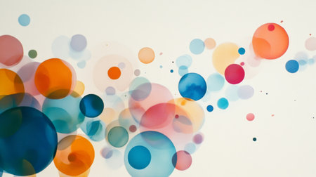 A vibrant design featuring a playful arrangement of colorful circles and bubbles. The soft shapes create a dynamic, modern aesthetic perfect for various creative projects.の素材