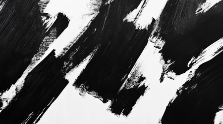 A striking abstract image featuring bold black and white brush strokes. This artistic background is perfect for design projects, prints, or creative endeavors.の素材