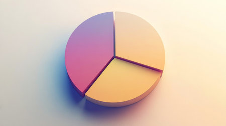 A modern abstract pie chart design featuring soft gradient colors. This visual element is ideal for business reports, data analysis, and infographic presentations.の素材