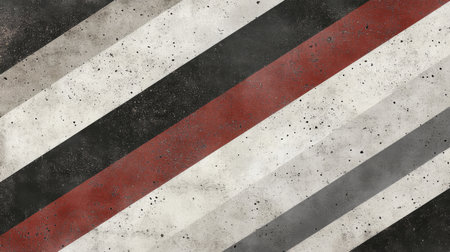 A striking textured background featuring diagonal stripes in black, white, gray, and red. Ideal for modern design projects or creative concepts.の素材