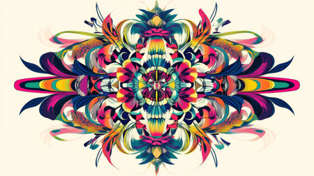 This vibrant floral abstract pattern features a stunning array of colors and swirling designs, perfect for use in creative projects, backgrounds, or decor.の素材