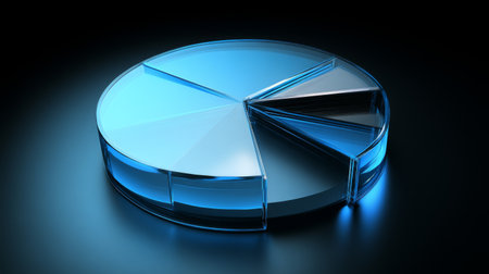 This stylish blue pie chart design showcases data visualization in a modern way, perfect for business analysis and reporting needs.の素材