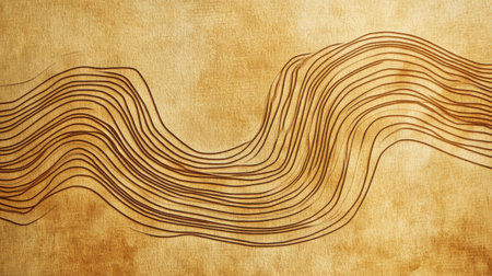 This abstract image features elegant flowing lines on a warm textured background, perfect for creative projects, design themes, and artistic inspiration.の素材