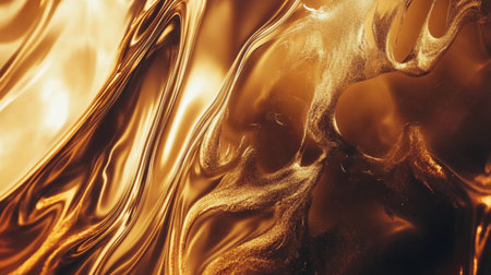 A captivating abstract background featuring shimmering gold liquid. The smooth, fluid texture creates a dynamic visual effect, perfect for design projects.の素材
