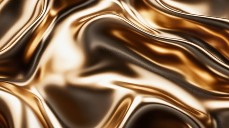A stunning display of shimmering golden metallic fabric draped gracefully, showcasing soft waves and a glossy texture that evokes luxury and elegance.の素材