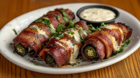 Savor the enticing flavors of bacon-wrapped jalapeの素材