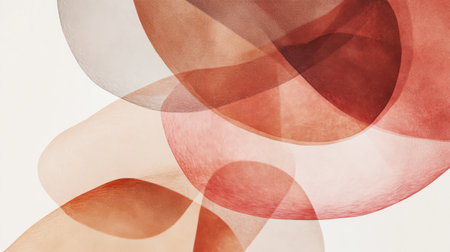 This artwork features an abstract composition of soft shapes in warm earthy tones. The gentle curves and layers create a harmonious visual experience for modern design.の素材