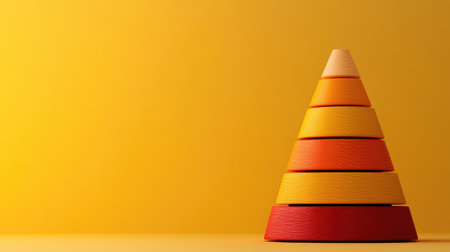 A D pyramid chart with smooth gradients, each level representing business strategy steps, displayed against a minimalist backgroundの素材