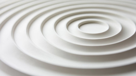 Concentric circles in various shades, layered to form a ripple-like pattern on a smooth white surface, symbolizing movement and energyの素材