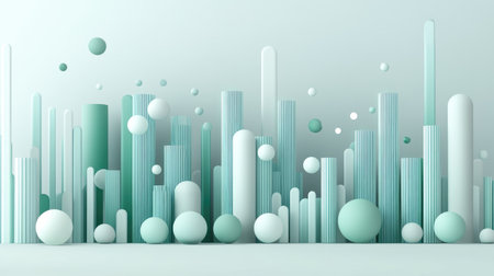 Multiple layered area charts in semi-transparent shades of green and gray, representing banking trends and financial growthの素材