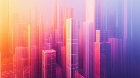 Layered D area graphs in gradient colors, stacked and overlapping to create a sense of depth and complex data representationの素材