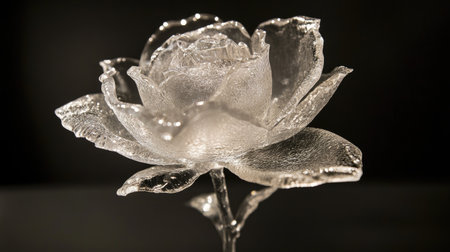 A rose with delicate, translucent water droplets on each petal, emphasizing the beauty of nature after rainfall.の素材