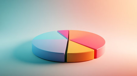 A captivating 3D pie chart displayed against a soft gradient background, perfect for illustrating statistical data and enhancing business presentations.の素材