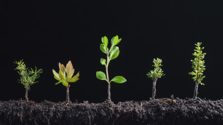 A time-lapse of a small seed sprouting into a young tree, showing the stages of growth in nature.の素材