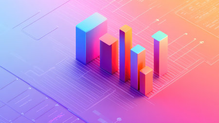 A detailed view of a D bar chart with a translucent effect, showing various data categories, paired with a professional-style background for emphasis.の素材