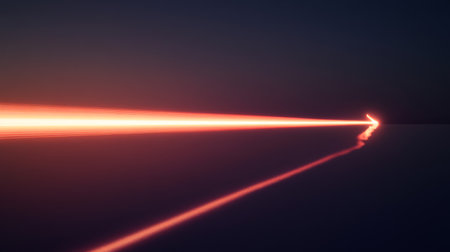 An abstract image featuring a bright laser beam cutting through dark space, creating a vivid contrast that evokes a sense of motion and energy, perfect for technology concepts.の素材