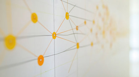 A D graph with data points connected by lines and dots in vivid colors, displayed on a transparent screen, giving a futuristic data analysis vibe.の素材
