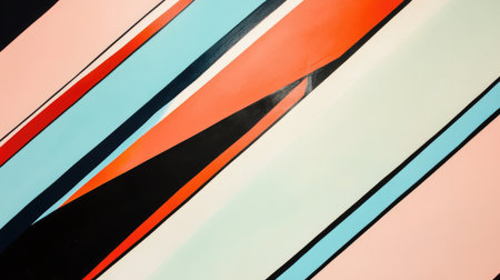 A minimalist image of bold diagonal lines in varying thicknesses and colors, set against a soft gradient background to create a modern artistic look.の素材
